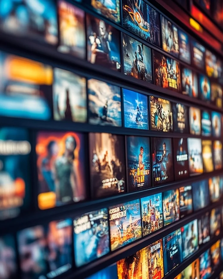 A wall of films and series available on a Fast IPTV UK subscription